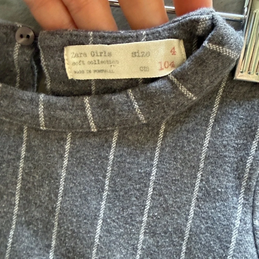 Zara Charcoal Striped Kids Dress